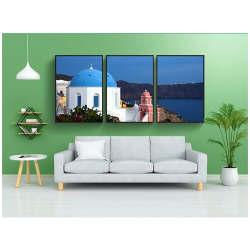 фото Набор модулных постеров для интерьера "санторин, киклады, белые дома" 60x90 см. в тубусе, без рамки lotsprints