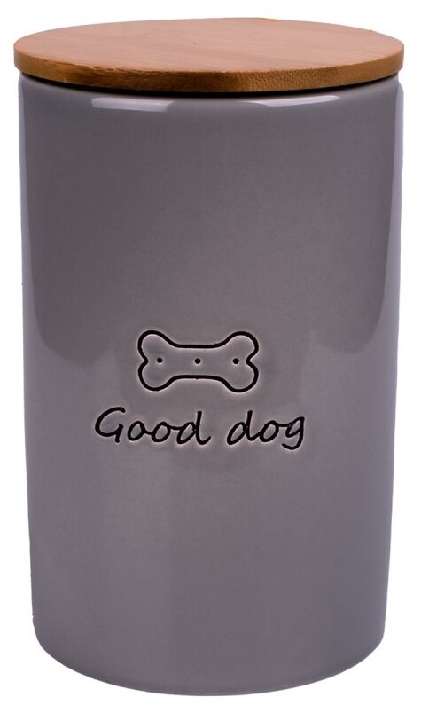 Бокс Mr.Kranch керамический для хранения корма для собак GOOD DOG 850 мл серый - фотография № 1