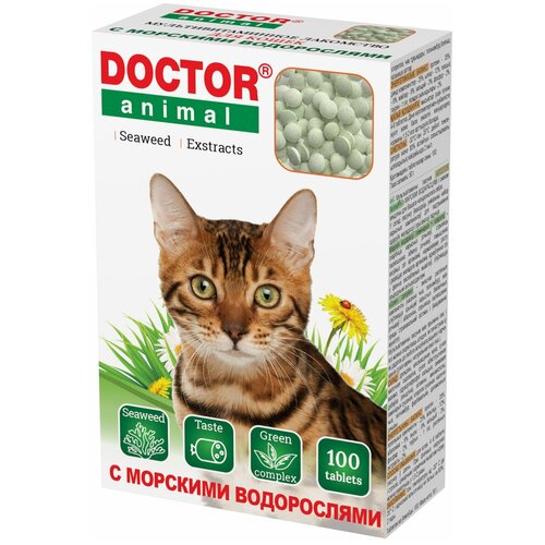 Бионикс Мультивитаминное лакомство Doctor Animal с морскими водорослями для кошек 100 таблеток 119981 0,055 кг 54186