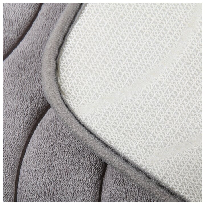 Набор ковриков для ванной и туалета Доляна «Волна», 2 шт: 40×50, 50×80 см, цвет серый