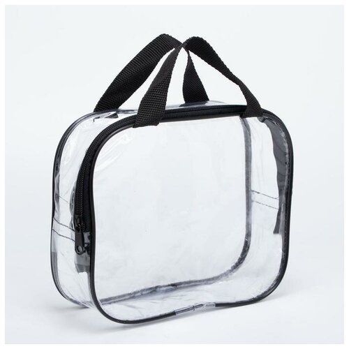 фото Косметичка-сумочка, отдел на молнии, с ручками, цвет чёрный qwen