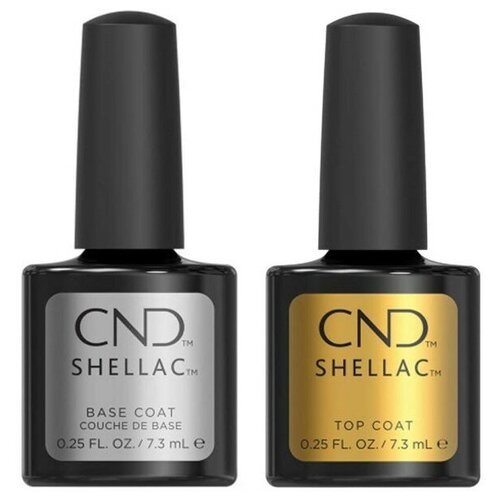 фото Cnd набор для маникюра shellac top coat + shellac base coat, 7.3 мл, прозрачный