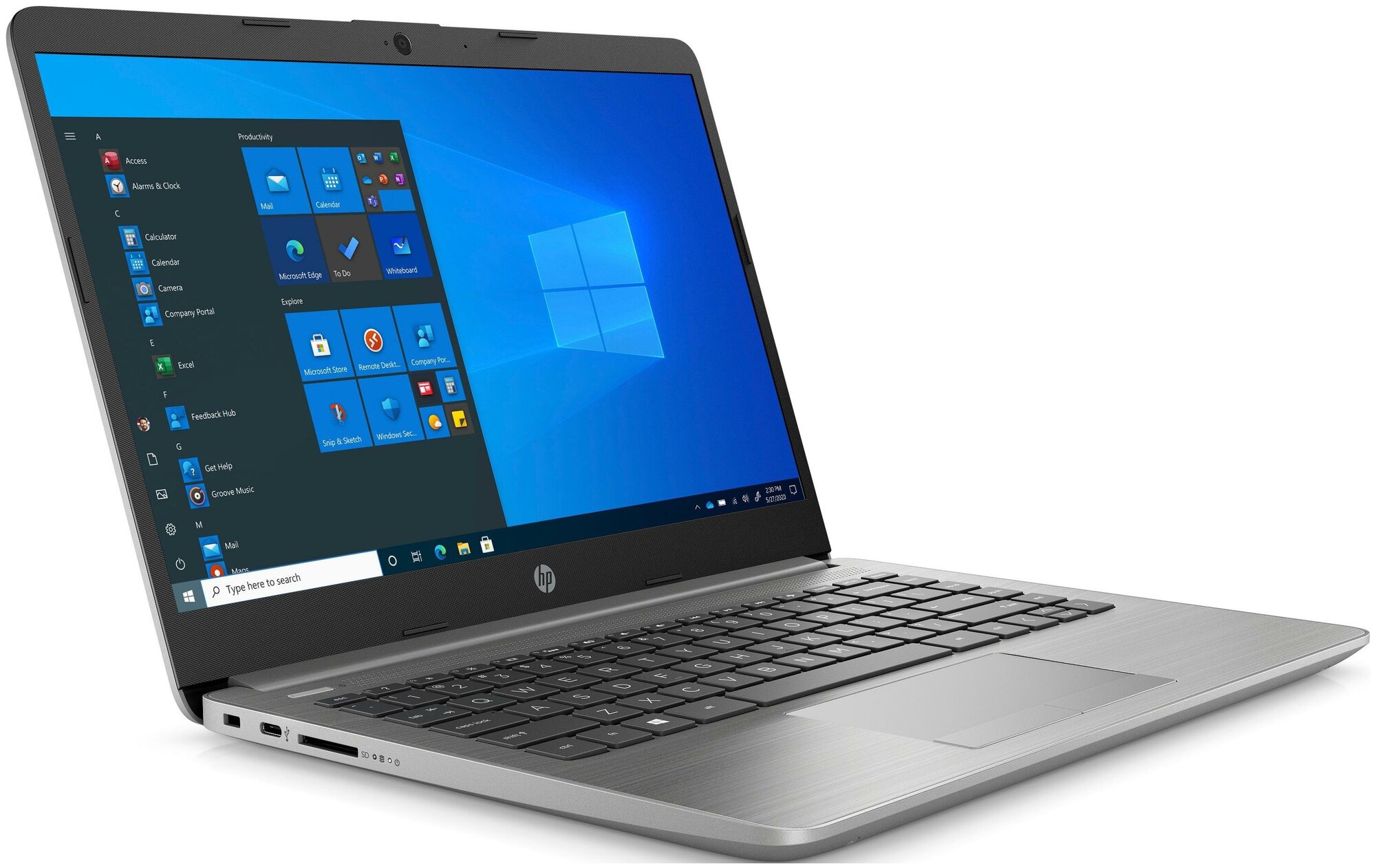 Ноутбук HP 245 G8 14 IPS AMD Ryzen 5 5500U 21ГГц 8ГБ 256ГБ SSD AMD Radeon Windows 10 Professional 43W69EA серебристый