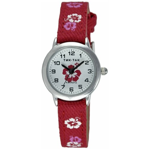 Наручные стрелочные часы (Тик-Так Н114-4 бордовые цветы)