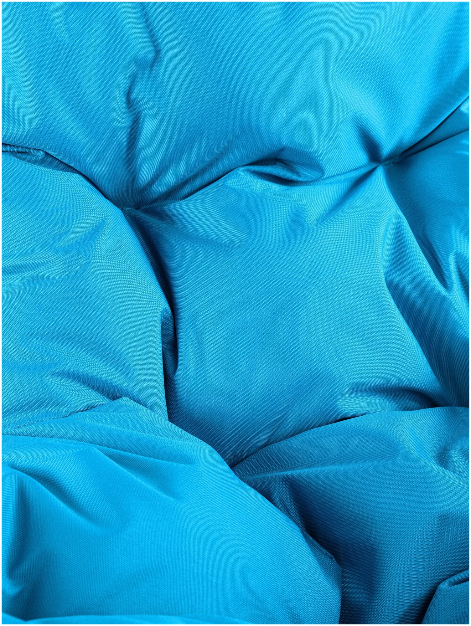 Подвесное кресло белое M-Group Капля лори ротанг 11550103, голубая подушка (без стойки) - фотография № 5