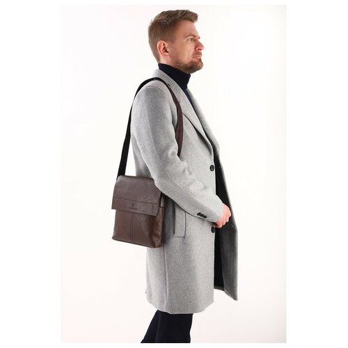 фото Textura планшет мужской, отдел на молнии, наружный карман, длинный ремень, цвет коричневый