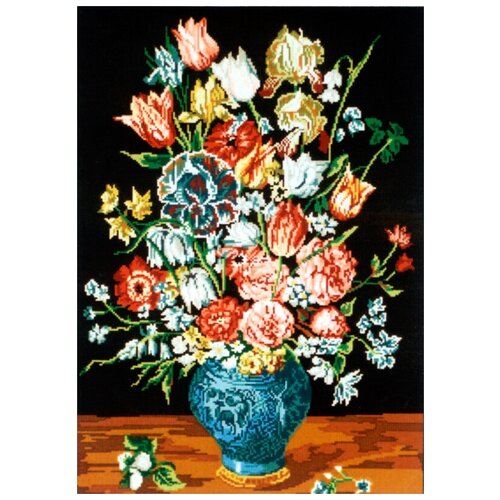 фото Набор для вышивания soulos 10.510 букет в синей вазе