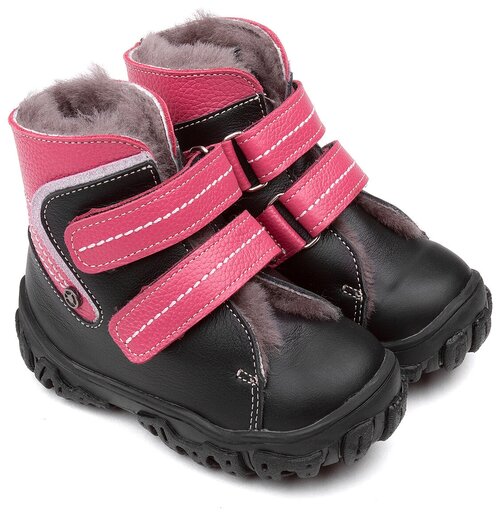 Ботинки Tapiboo, на липучках, размер 25, черный, розовый