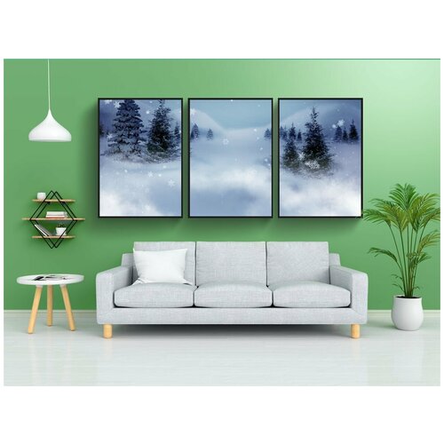 фото Набор модулных постеров для интерьера "зима, пейзаж, небо" 60x90 см. в тубусе, без рамки lotsprints