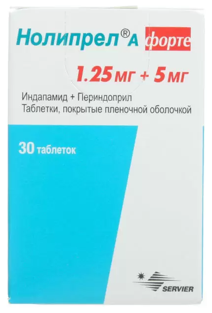 Нолипрел А форте таблетки покрыт.плен.об. 1,25 мг+5 мг 30 шт