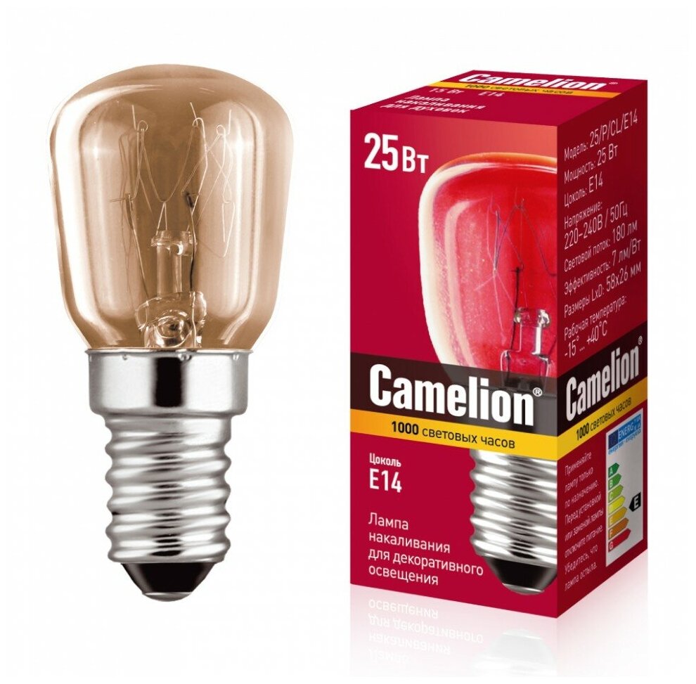 Мини лампа накаливания Camelion 25/P/CL/E14