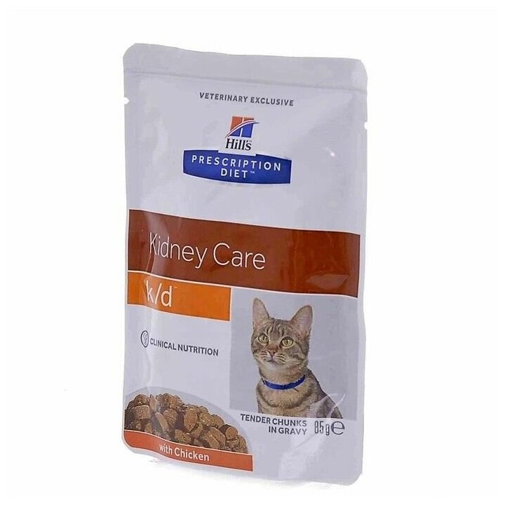 Влажный корм для кошек Hill's Prescription Diet K/D Feline Kidney Care Chicken 12 шт. х 85 г (кусочки в соусе) - фотография № 4