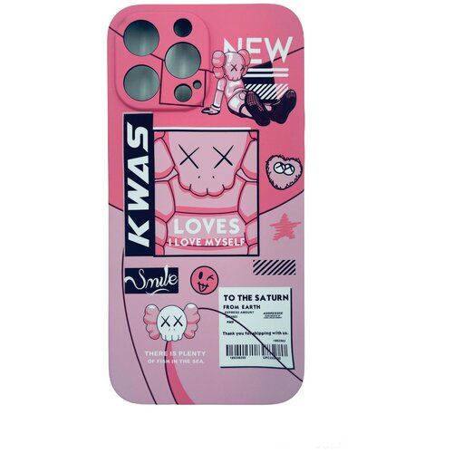 Чехол накладка Luxo Kaws Pink для iPhone 13 Pro Max светится в темноте, с защитой камер и софт тач покрытием чехол luxo kaws boxing j59 для iphone 13 pro