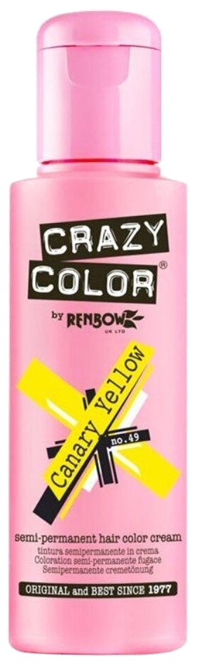Crazy Color Краситель прямого действия Semi-Permanent Hair Color Cream, 49 canary yellow, 100 мл