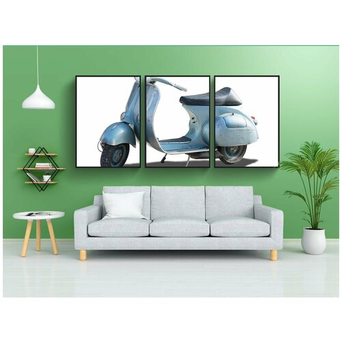 фото Набор модулных постеров для интерьера "изолированный, винтаж, vespa" 60x90 см. в тубусе, без рамки lotsprints