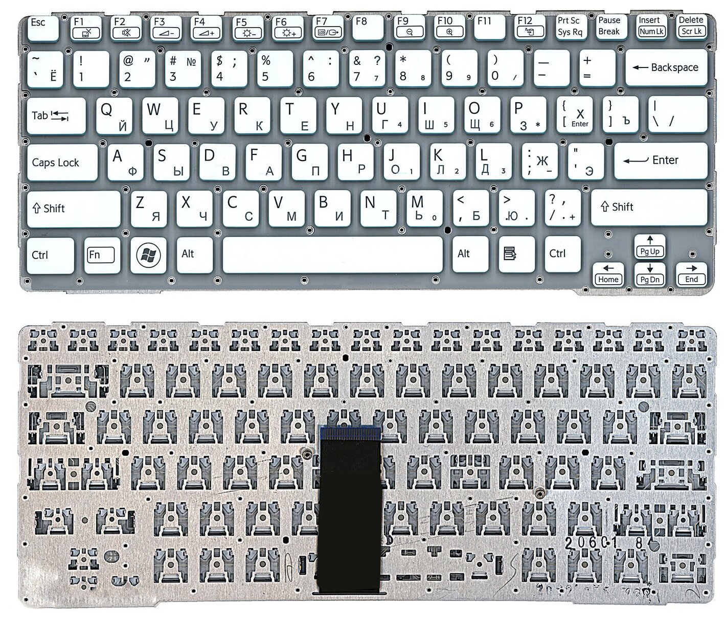 Клавиатура для ноутбука Sony Vaio 149115111RU белая с голубым без рамки 1710₽