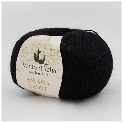 Пряжа Vento d'Italia Angora Rabbit (Ангора Кролик) 30 черный 70% пух ангорского кролика, 30% нейлон 50г 350м 5шт