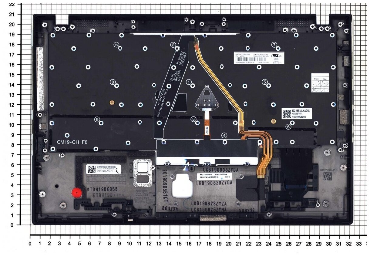 Клавиатура для ноутбука Lenovo 5M10V25590 черная с черным топкейсом ver1