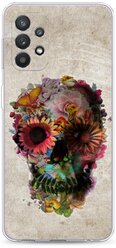 Силиконовый чехол "Череп цветы" на Samsung Galaxy A32 / Самсунг Галакси А32