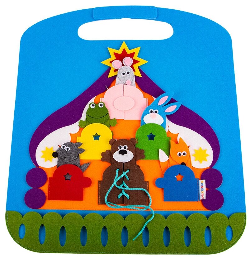 Развивающий коврик из фетра "Теремок", игры в дорогу для детей 2+ — фото 1