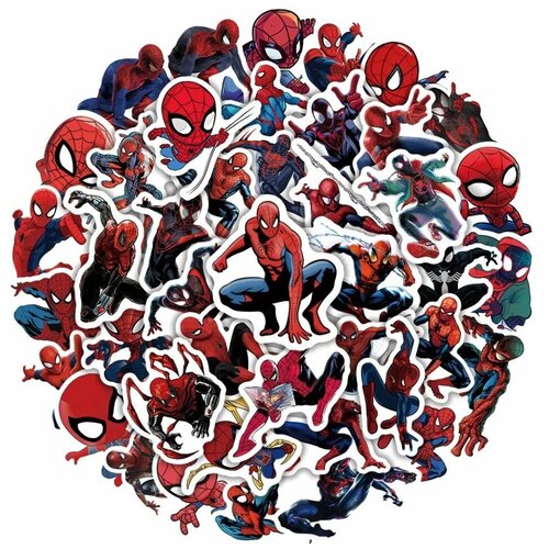 фото Набор водонепроницаемых стикеров "человек-паук", 50 шт., наклейки spiderman нет бренда