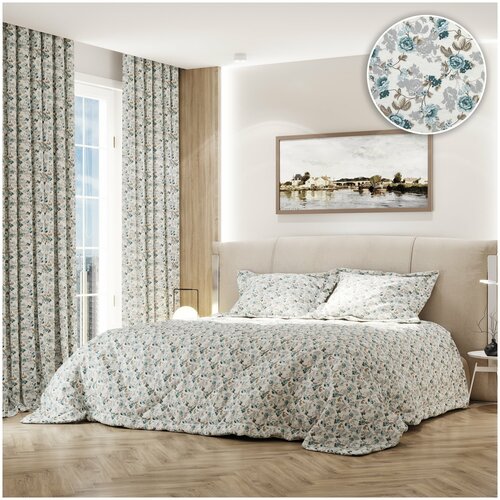 Благодарю Покрывало на кровать Розалия 250х270 голубой