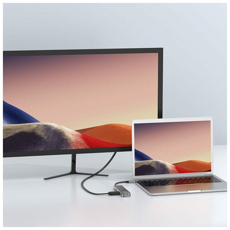 USB-концентратор Type-C Хаб Hub HB23 Easy view HDMI USB30 USB20 RJ45 PD