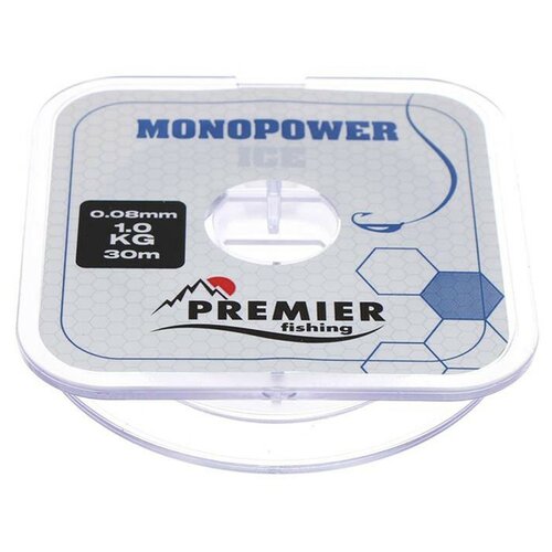 фото Леска primier fishing monopower ice clear nylon 0.08мм 30м premier fishing