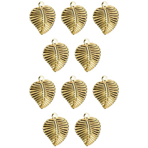 фото Набор подвесок, листик, длина - 22 мм, ширина - 18 мм, толщина - 0, 4 мм, диаметр отверстия - 2 мм, не содержит никель и свинец, 10 шт. kaboshon