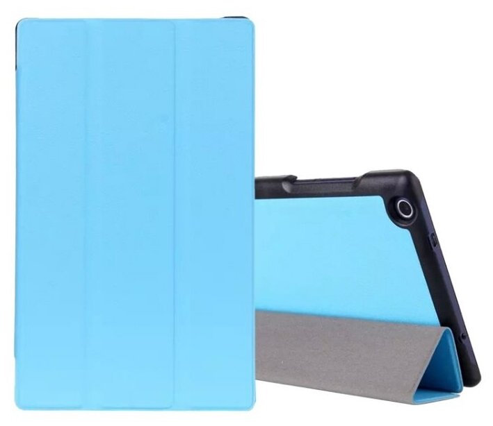 Чехол-обложка для Lenovo Tab 2 A8-50F/ A8-50L / A8-50LC тонкий умный кожаный на пластиковой основе с трансформацией в подставку голубой