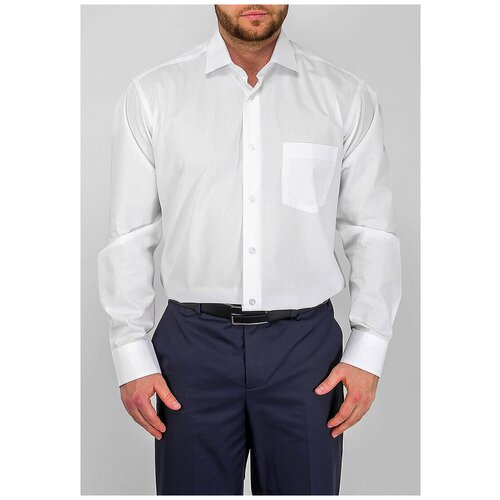 фото Рубашка мужская длинный рукав greg 100/199/white_gb, прямой силуэт / сlassic fit, цвет белый, рост 174-184, размер ворота 41