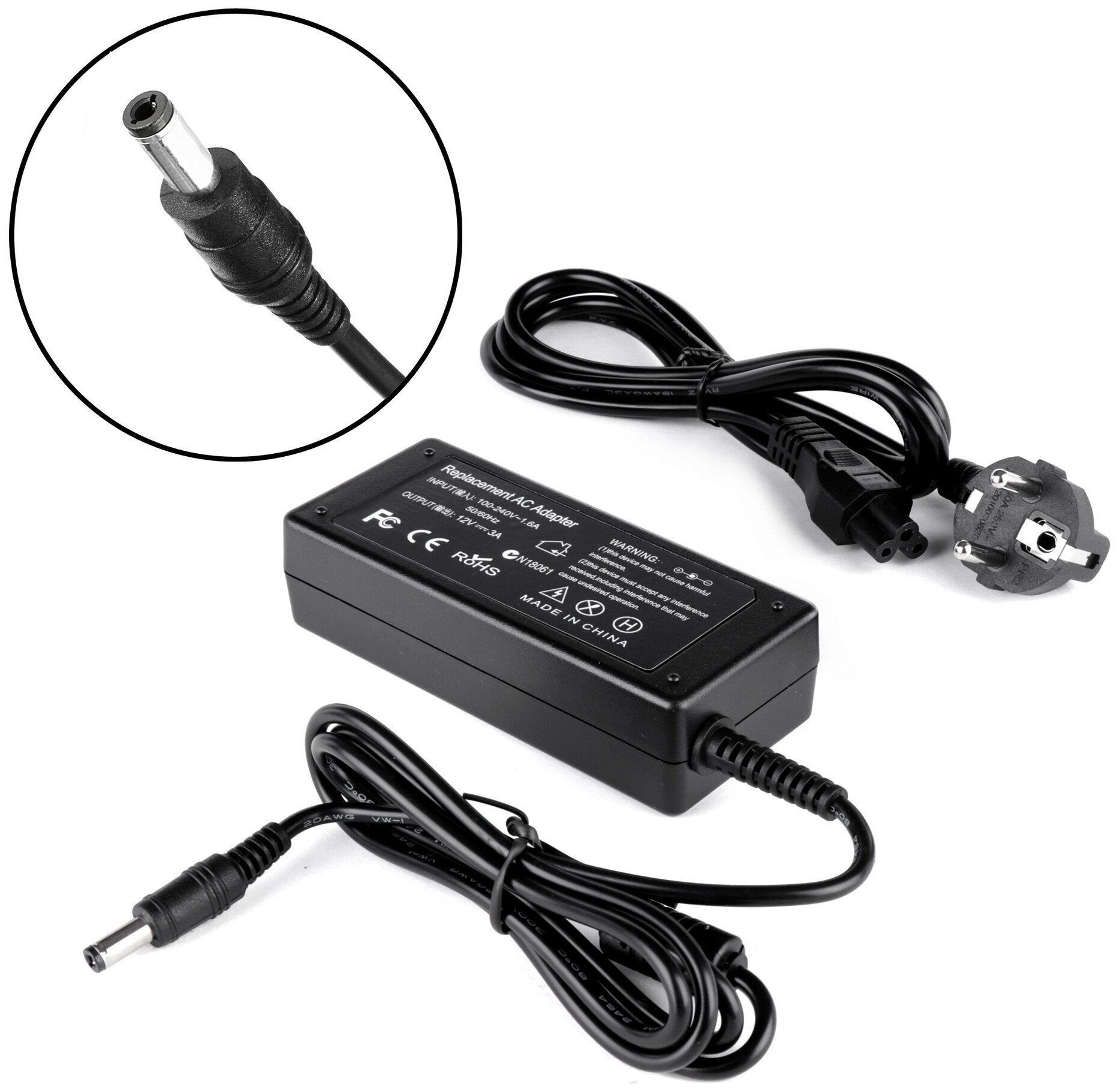 Блок питания для монитора 12V 3A 55x25 36W ADPC12350AB