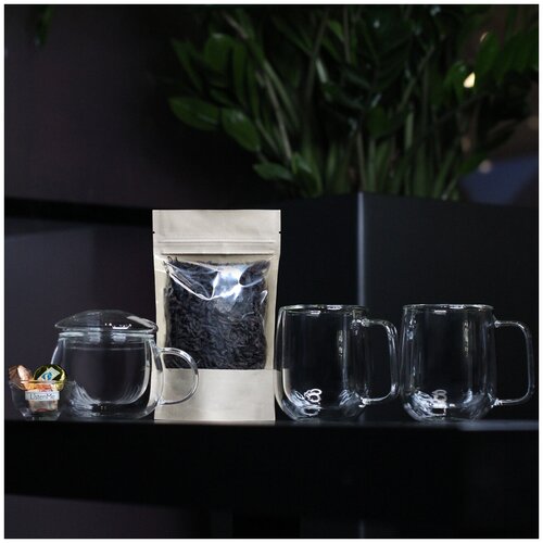 Набор чайный ЛiСТ (LIS50164) Термо кружки 250 мл 2 шт, Кружка заварочная 200 мл 1 шт, пиала 30 мл, Чай Да Хун Пао / Da Hong Pao 34 гр, 