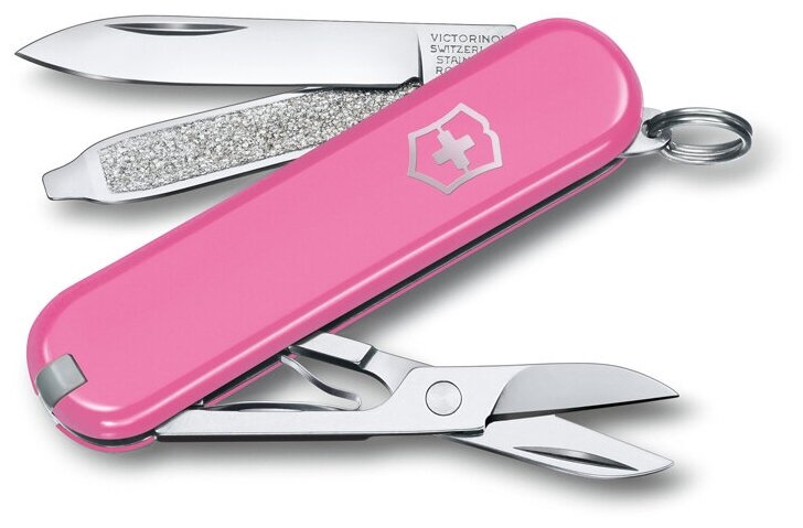 Нож-брелок VICTORINOX Classic SD Colors Cherry Blossom, 58 мм, 7 функций, цвет розовый 0.6223.51G