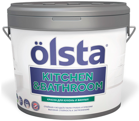 Краска акриловая Olsta Kitchen&Bathroom влагостойкая моющаяся матовая белый 2.7 л