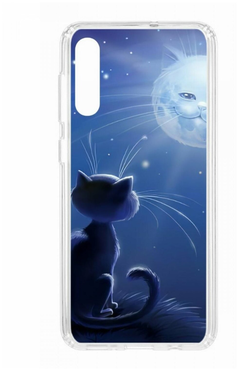 Чехол для Samsung Galaxy A50 2019 Kruche Print Лунный кот, пластиковая накладка, силиконовый бампер с защитой камеры, противоударный кейс с рисунком