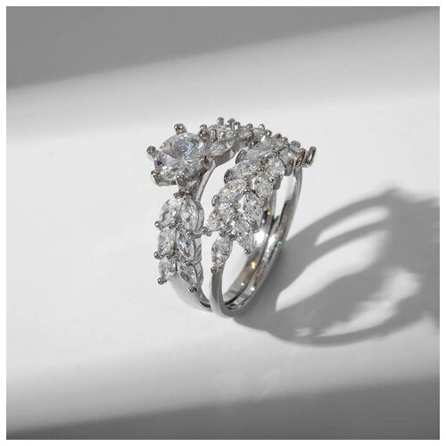 фото Кольцо "сокровище" кристаллы, цвет белый в серебре, размер 18 yandex market