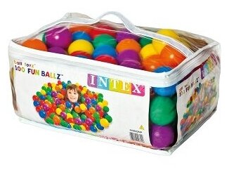 Intex 49602 Пластиковые мячи 6.5см 100шт для игровых центров от 2 лет