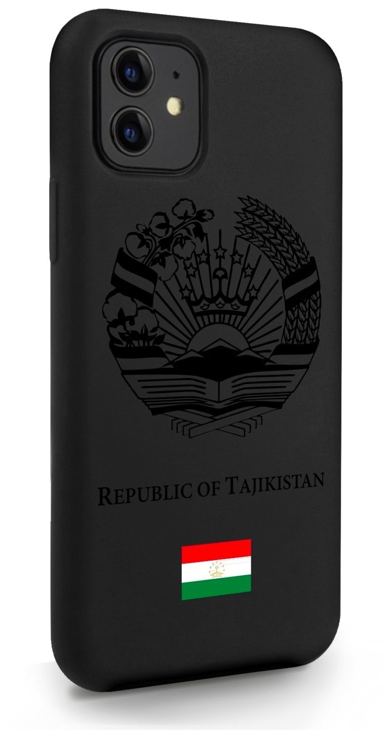 Черный силиконовый чехол SignumCase для iPhone 11 Черный лаковый Герб Таджикистана для Айфон 11