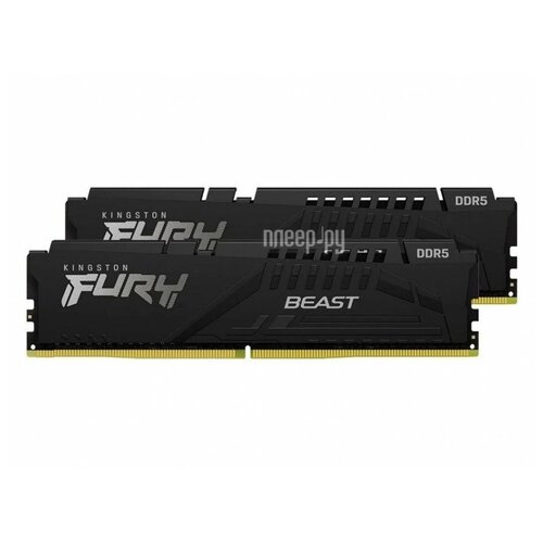 Модуль памяти Kingston DDR 5 DIMM 16Gb PC41600, 5200Mhz, Kingston FURY Beast Black CL40 (Kit of 2) (KF552C40BBK2-16) (retail) модуль памяти kingston ddr 5 dimm 16gb pc41600 5200mhz kingston fury beast black cl40 kit of 2 kf552c40bbk2 16 retail