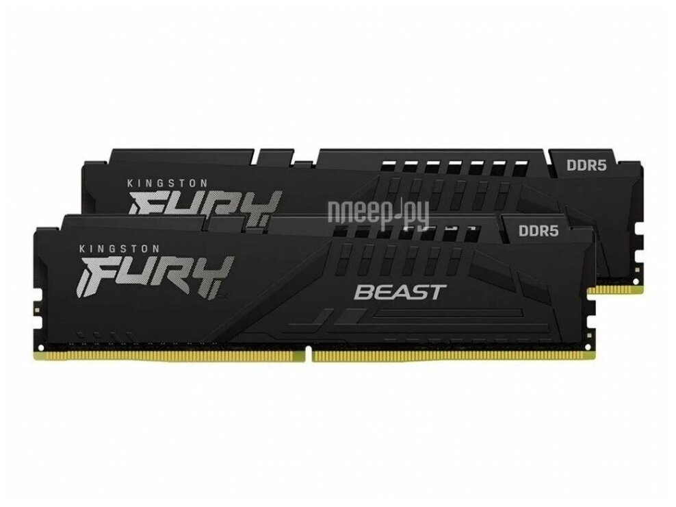 Модуль памяти Kingston DDR 5 DIMM 16Gb PC41600 5200Mhz Kingston FURY Beast Black CL40 (Kit of 2) (KF552C40BBK2-16) (retail)