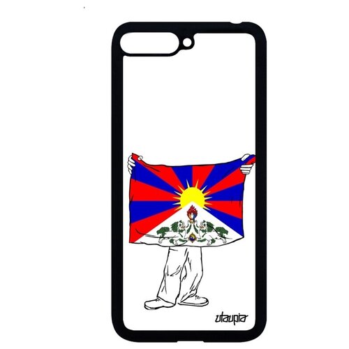 фото Противоударный чехол для смартфона // huawei y6 2018 // "флаг тибета с руками" патриот государственный, utaupia, белый