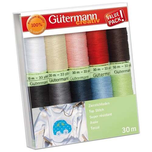 фото 731154 набор швейных нитей 'top stitch' 30м/10катушек, гутерманн (1) gutermann