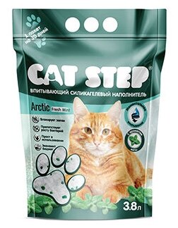Наполнитель впитывающий силикагелевый CAT STEP Arctic Fresh Mint, 3,8 л - фотография № 6