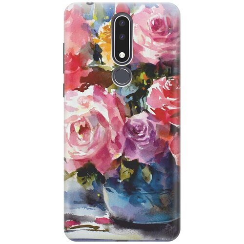 фото Re:paчехол - накладка artcolor для nokia 3.1 plus с принтом "акварельный букет цветов"