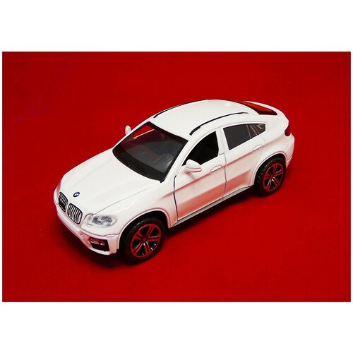 Машинка металлическая, инерционная Alloy Car, коллекционная модель BMW X6, 1:32, свет, звук, открываются двери, резиновые колеса, цвет белый 1 32 bmw x6 suv alloy car model diecasts