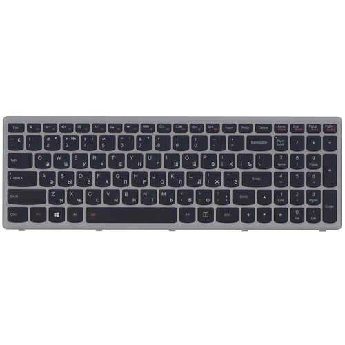 Клавиатура для ноутбука Lenovo G505s Z510 S510 черная с подсветкой c серебристой рамкой 1170₽