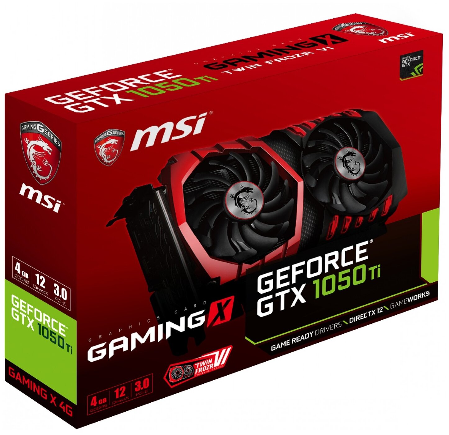 Видеокарта MSI GeForce GTX 1050 Ti GAMING X 4G, Retail