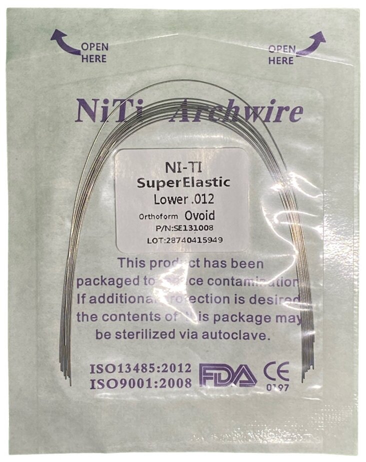 Титановая нить для педикюра Arma Beauty NiTi Super Elastic , 10 шт в упаковке (⌀ - 0,12). Дуга NiTi Archwire Lower 012 - для вросших ногтей, подология