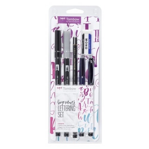 Tombow Lettering Set Beginner Набор для леттеринга для начинающих LS-BEG (акварельные маркеры, карандаш, ластик)